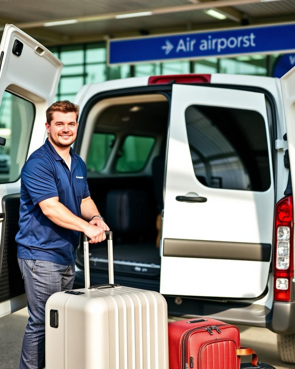 Driver loading suitcases into a van in Dublin